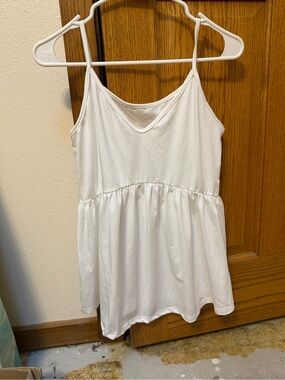 Classic White V-Neck Spaghetti Strap Tank Dress